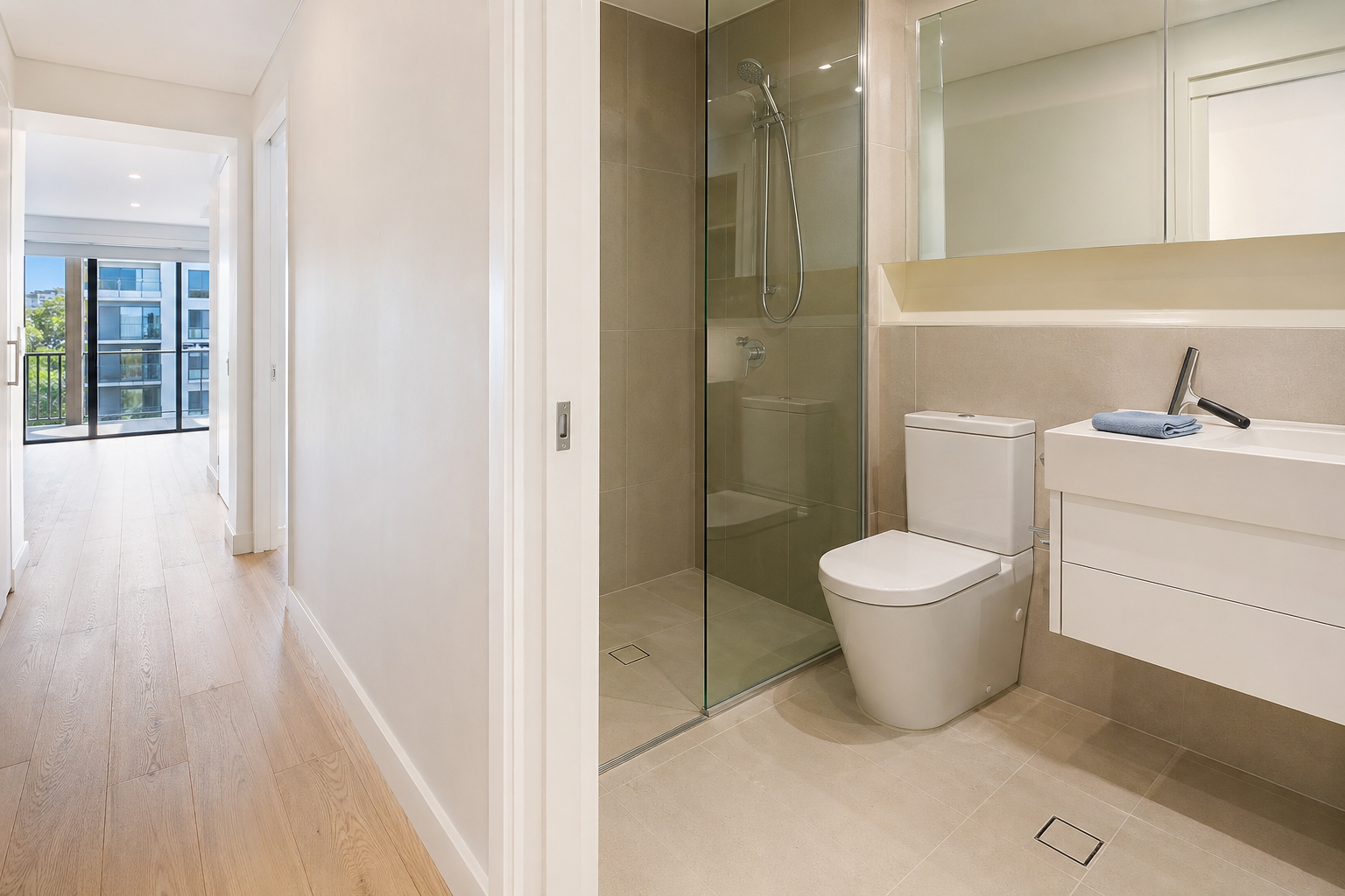 Inspection-ready bathroom after end-of-lease cleaning